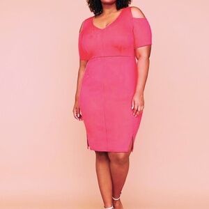 Lane Bryant Fuchsia Pink Cold Shoulder Scuba Sheath Dress 20